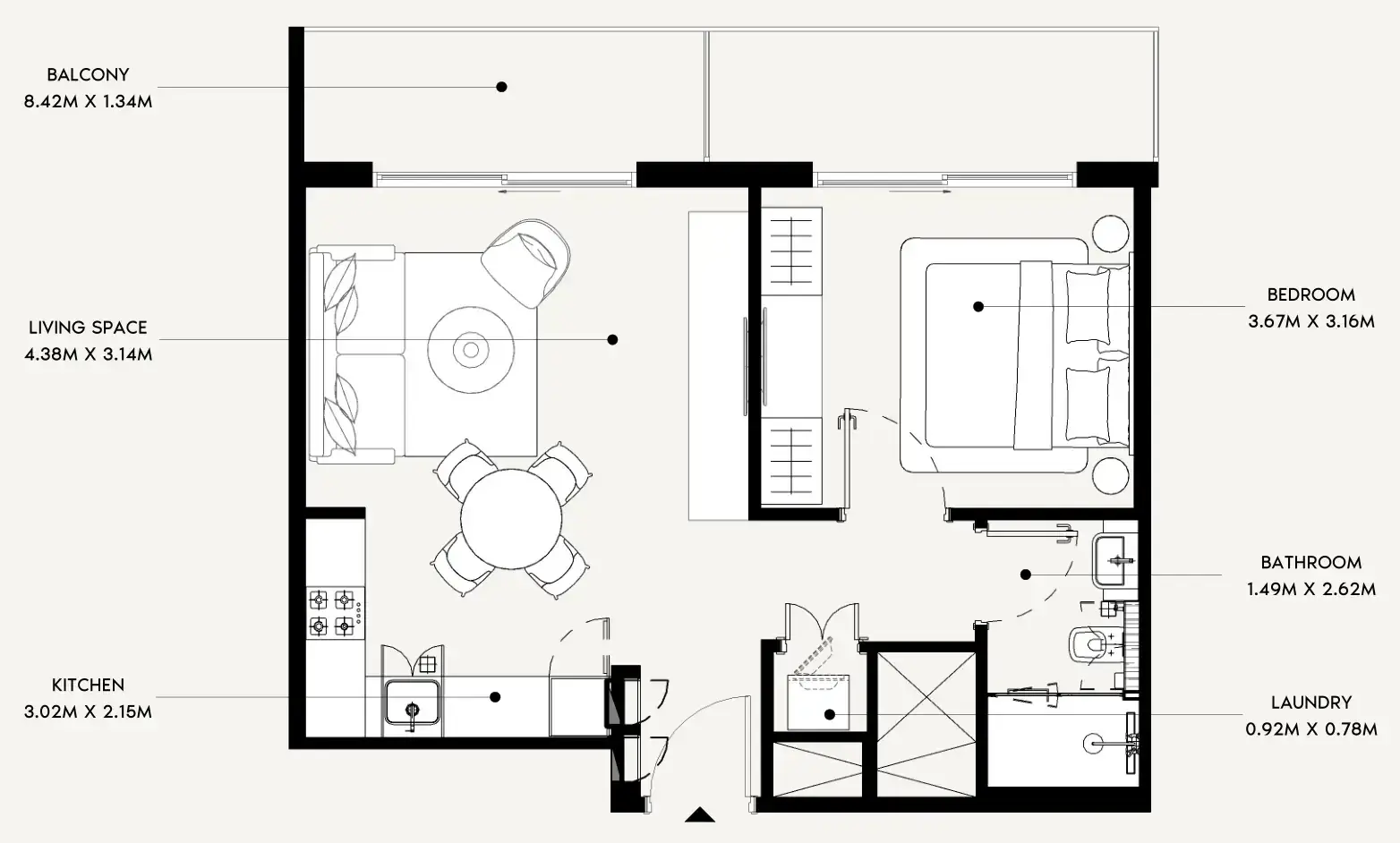 1 Bedroom apartments - Azizi Leily floor plan