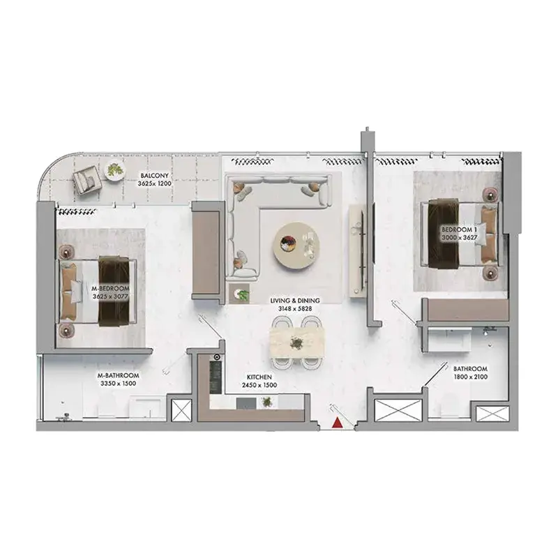 2 Bedrooms apartments - Elmora floor plan
