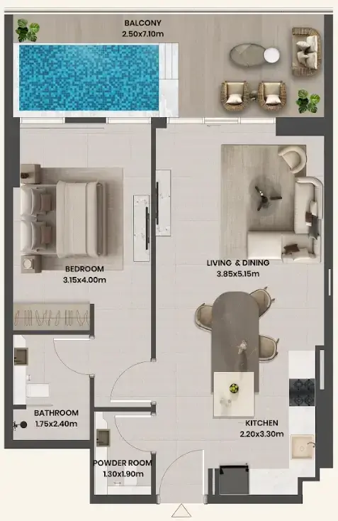 1 Bedroom apartments - Divine Al Barari floor plan