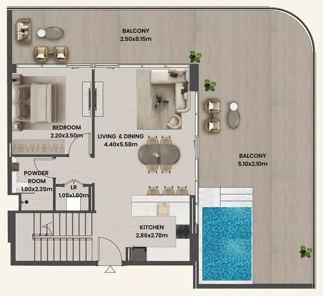 3 Bedrooms penthouse - Divine Al Barari floor plan