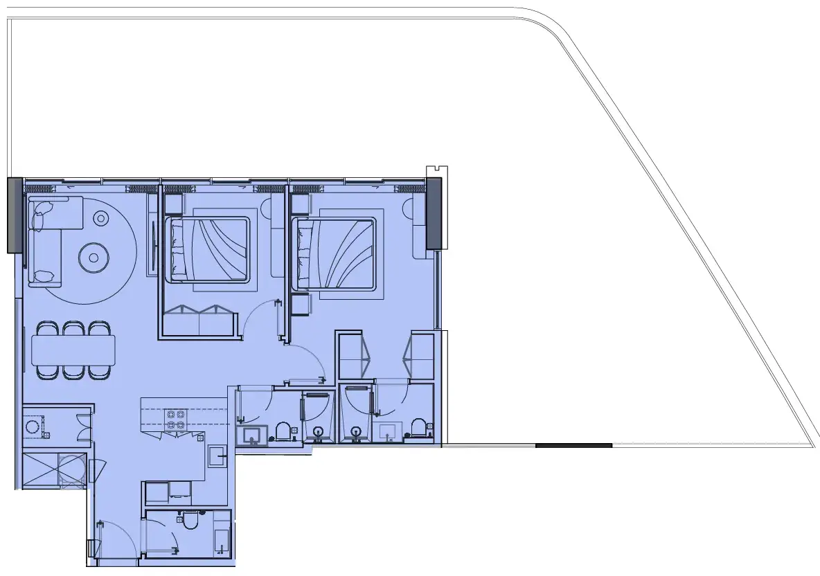 2 Bedrooms apartments - Le Blanc floor plan