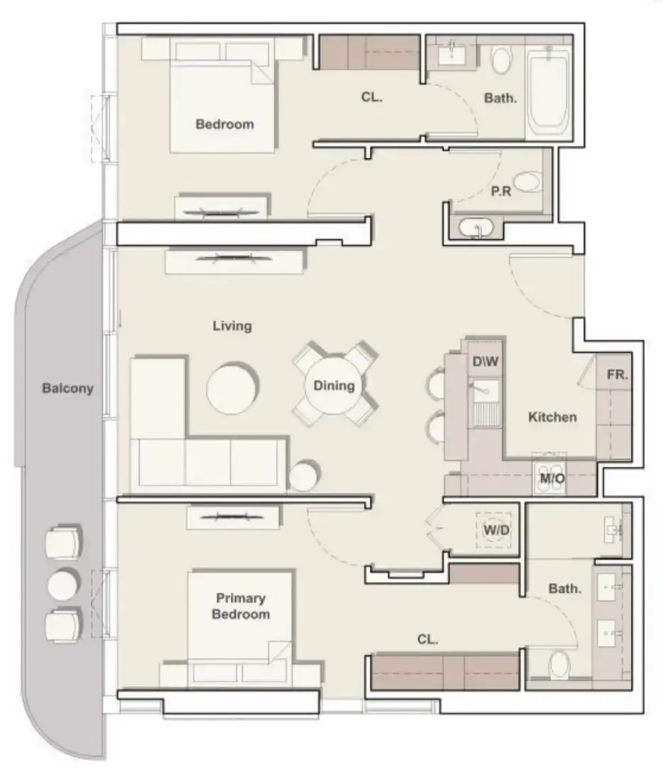 2 Bedrooms apartments - Portside Square floor plan