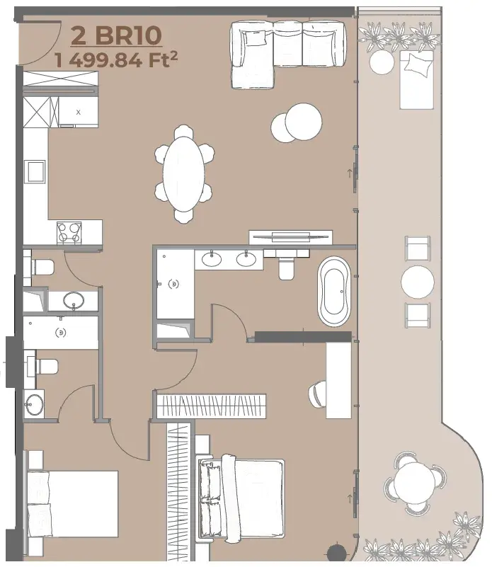 2 Bedrooms apartments - House of WELL 1 and 2 floor plan