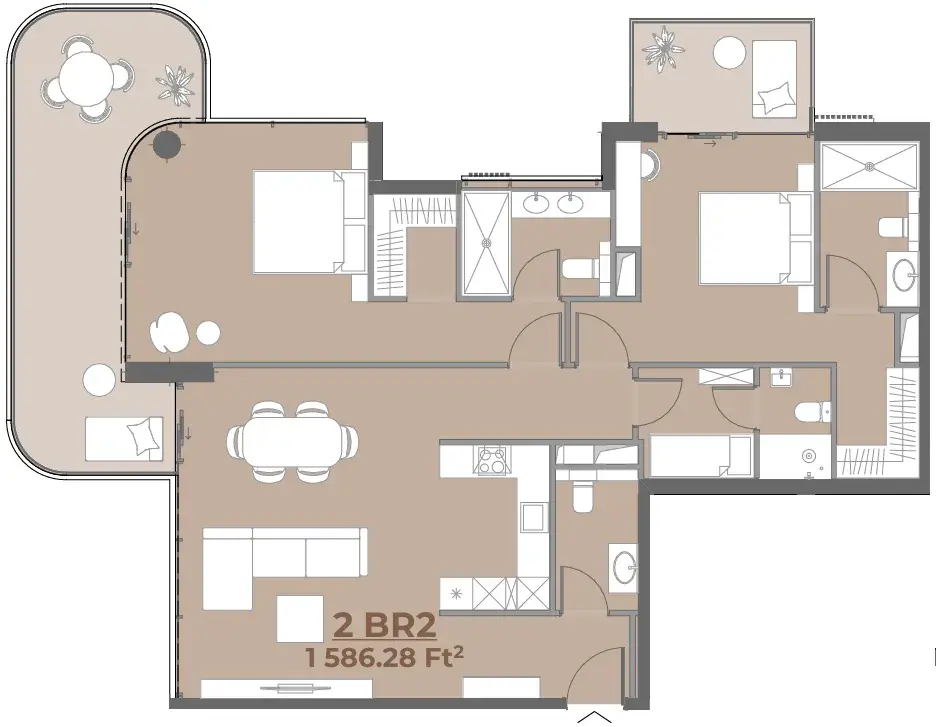 2 Bedrooms penthouse - House of WELL 1 and 2 floor plan