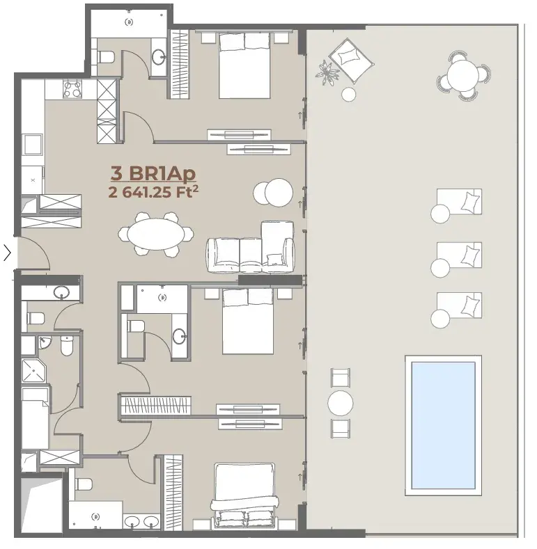 3 Bedrooms apartments - House of WELL 1 and 2 floor plan