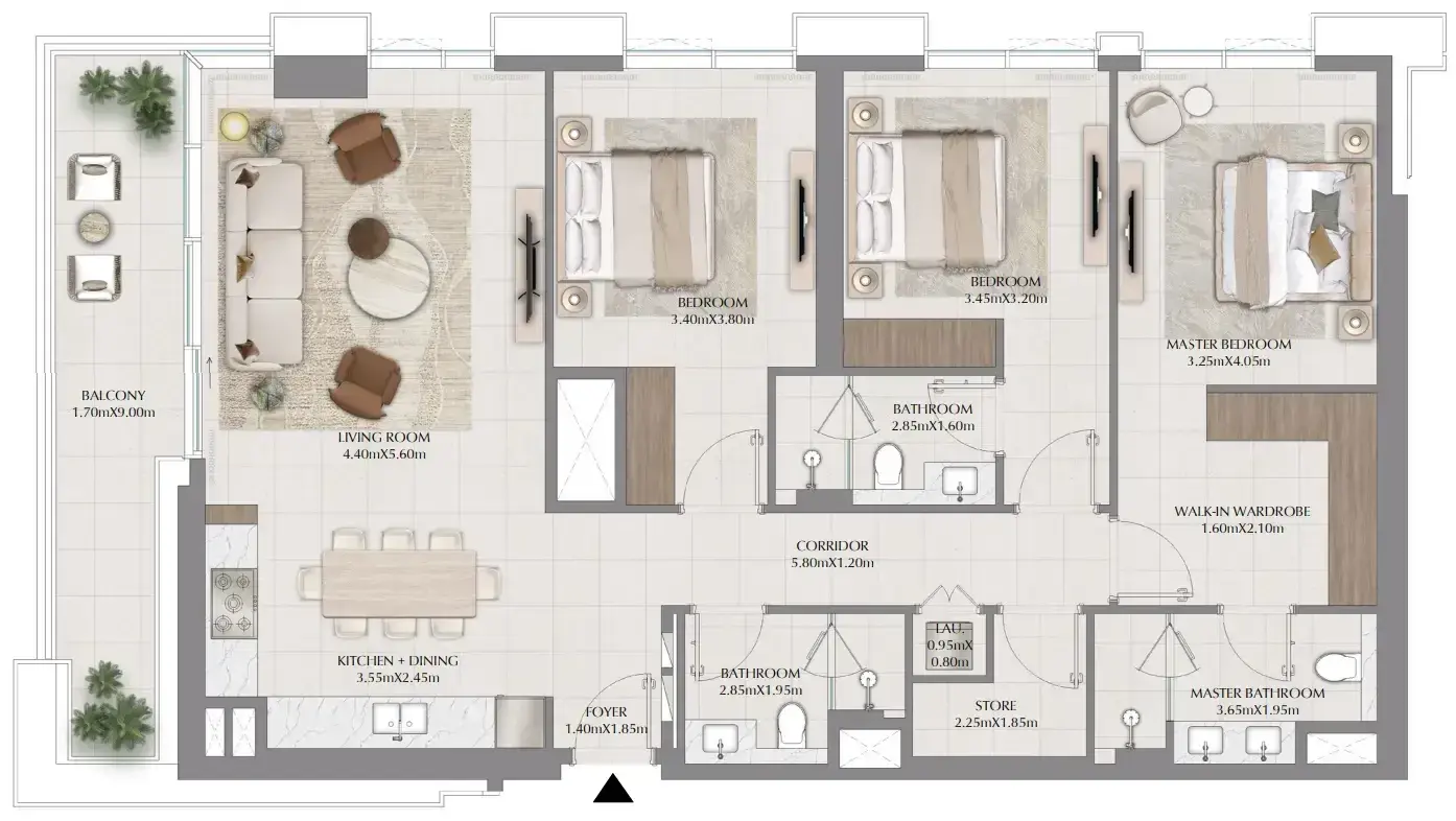 3 Bedrooms apartments - Terra Gardens floor plan