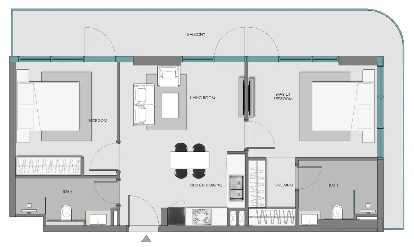 2 Bedrooms apartments - Samana Hills South 3 floor plan