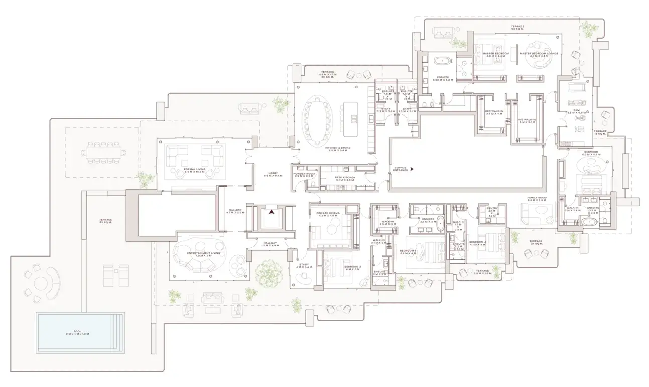 5 Bedrooms penthouse - Solaya floor plan