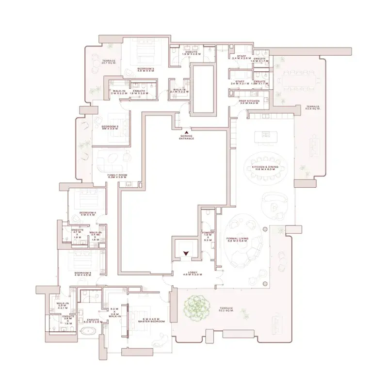 5.5 bedrooms penthouse - Solaya floor plan