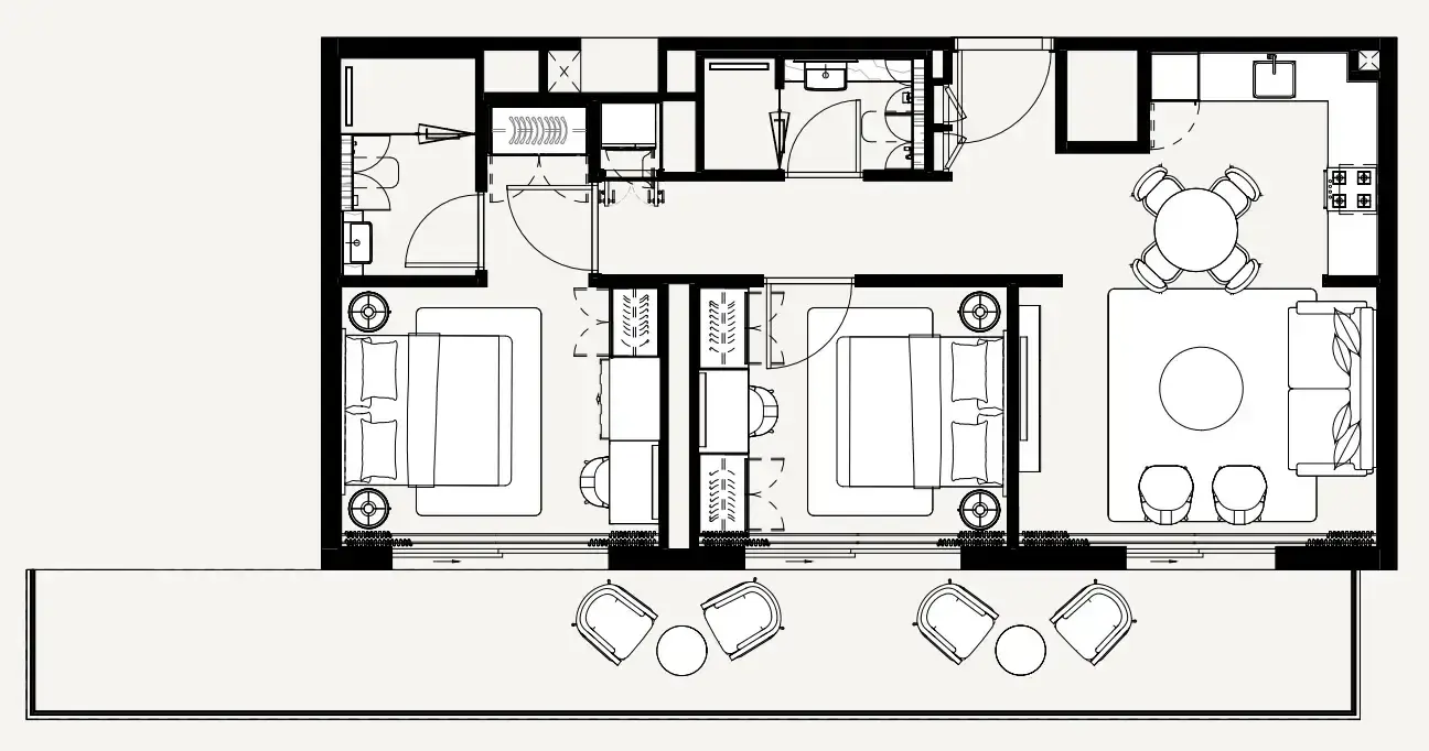 2 Bedrooms apartments - Azizi Noura floor plan