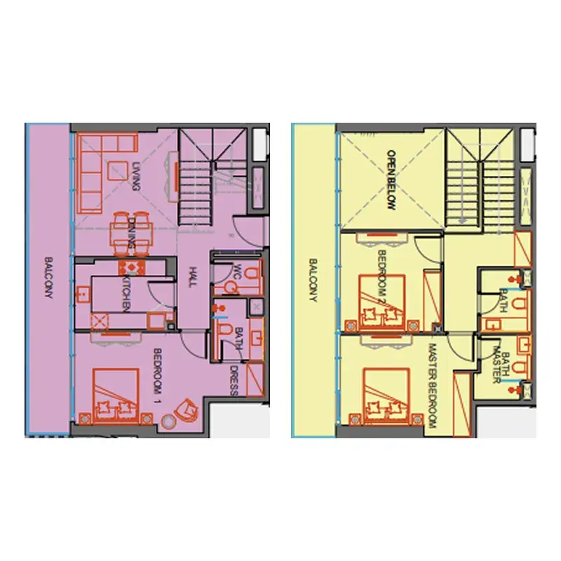 3 Bedrooms duplex - SkyGate Tower floor plan