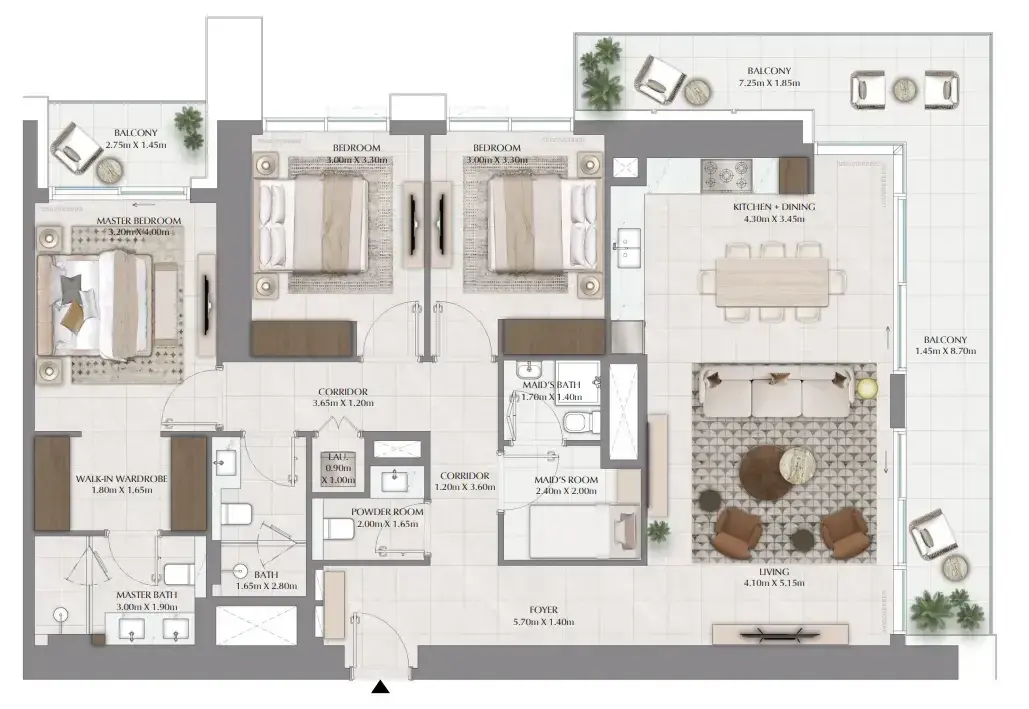 3 Bedrooms apartments - Lyvia By Palace floor plan
