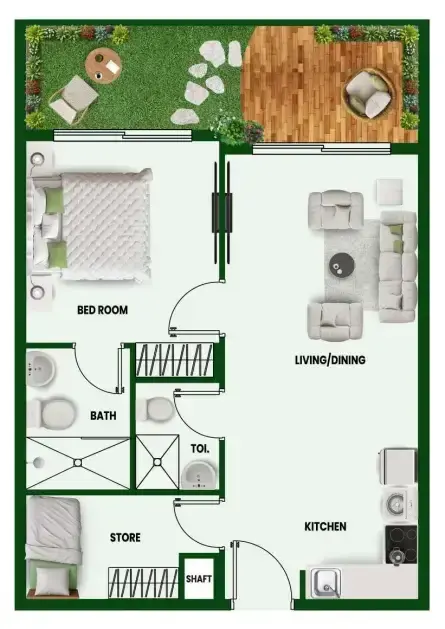 1 Bedroom apartments - Vincitore Wellness Estate floor plan