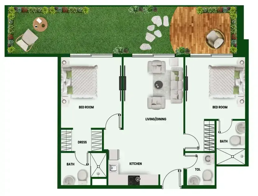 2.5 bedrooms apartments - Vincitore Wellness Estate floor plan