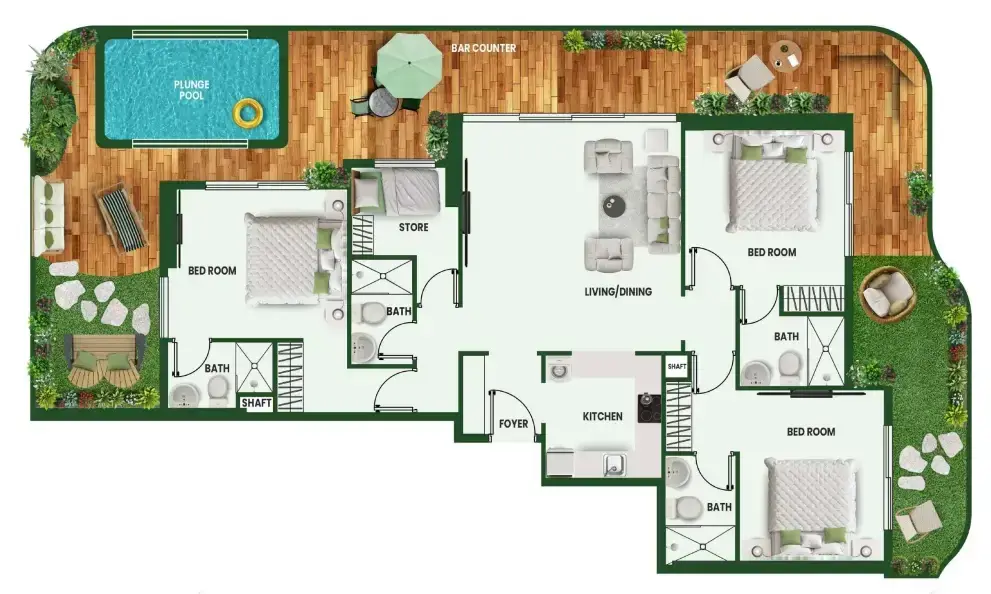 3 Bedrooms apartments - Vincitore Wellness Estate floor plan