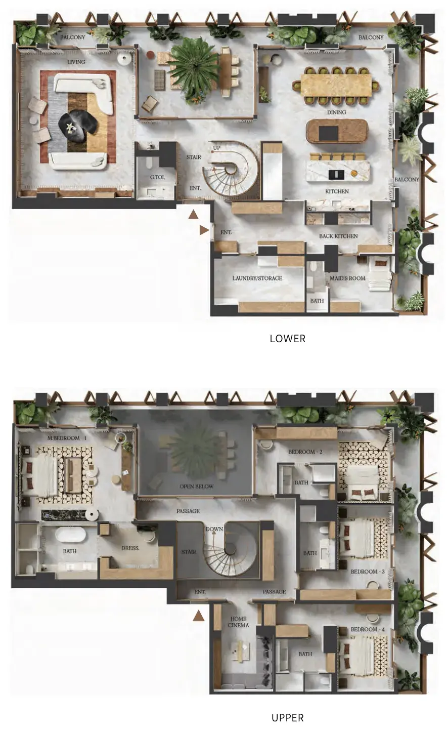 4.5 bedrooms duplex - Elire Managed by LUX floor plan