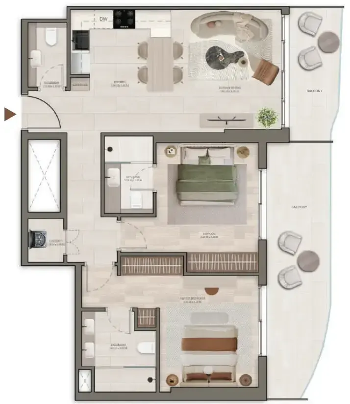 2 Bedrooms apartments - Stax floor plan