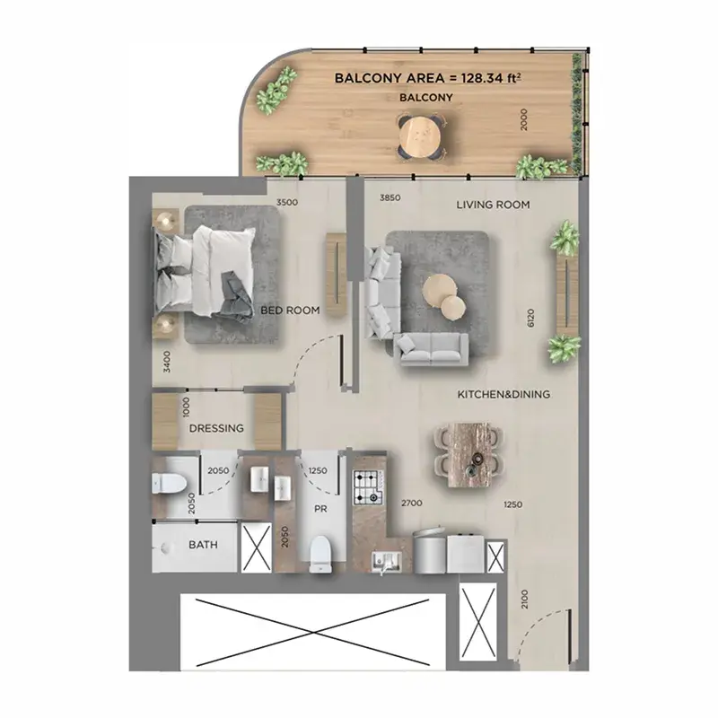 1 Bedroom apartments - 368 Park Ln. floor plan