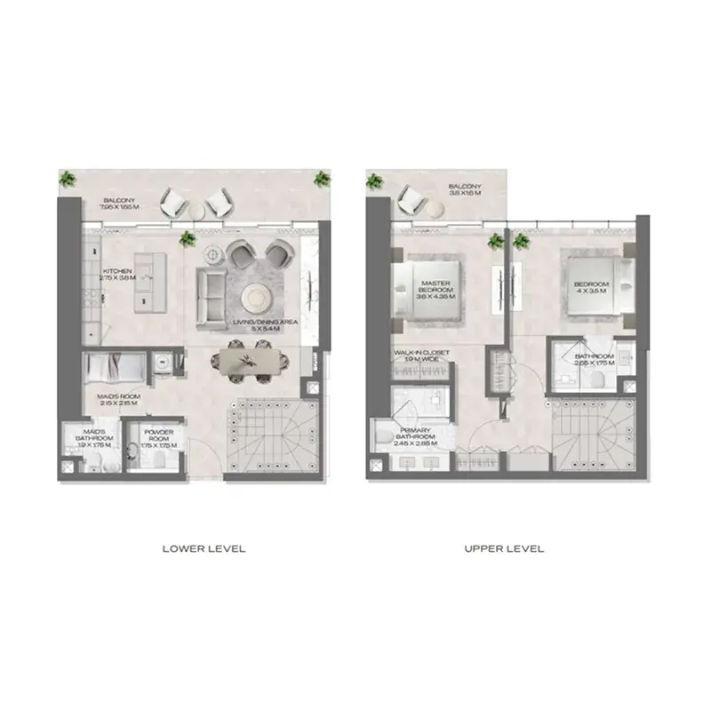2 Bedrooms apartments - DWTN Residences floor plan