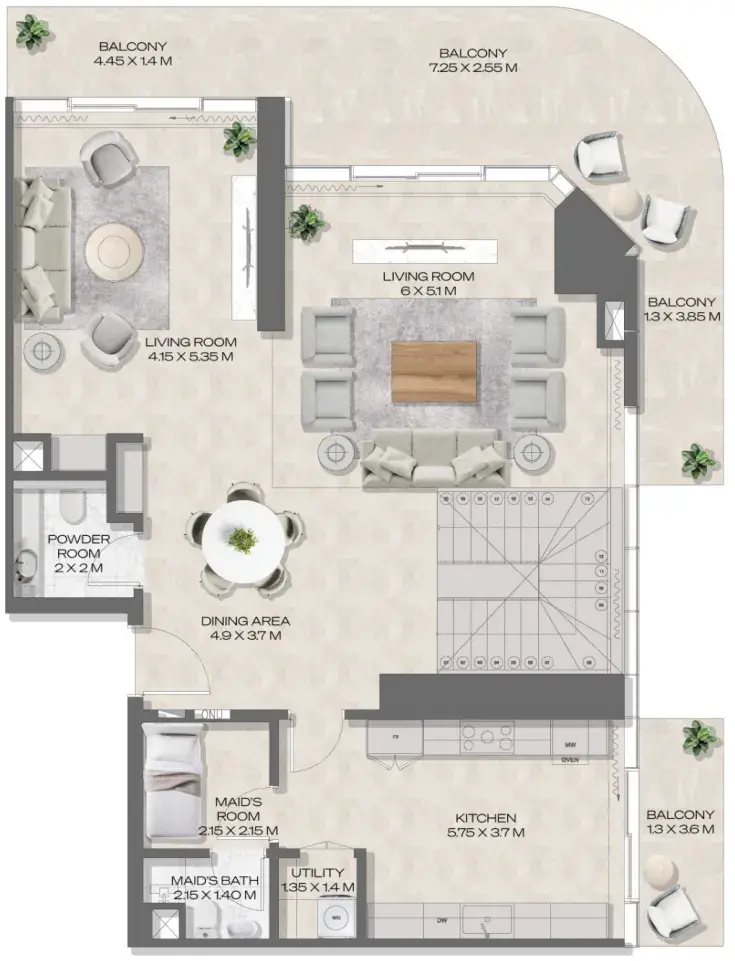 3 Bedrooms duplex - DWTN Residences floor plan