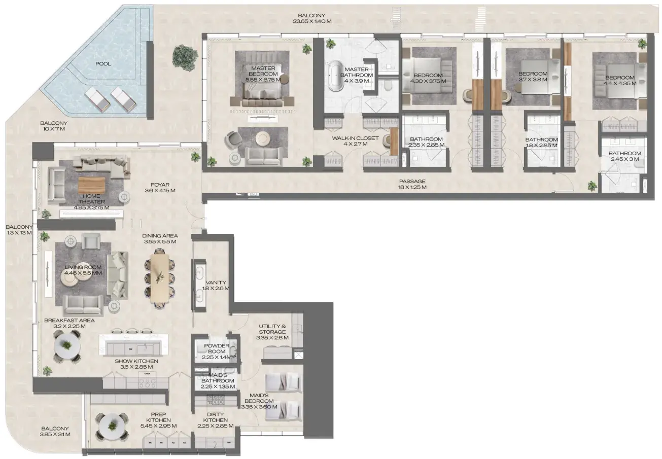 4 Bedrooms penthouse - DWTN Residences floor plan