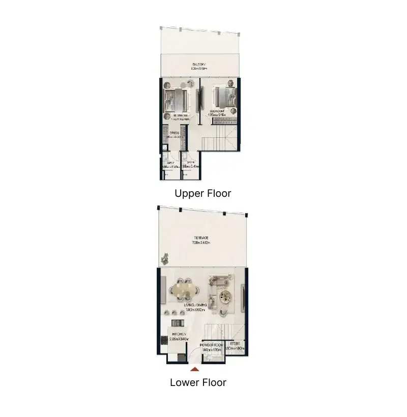 2 Bedrooms duplex - Norah Residence floor plan