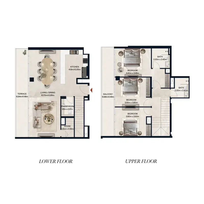 3 Bedrooms apartments - Norah Residence floor plan