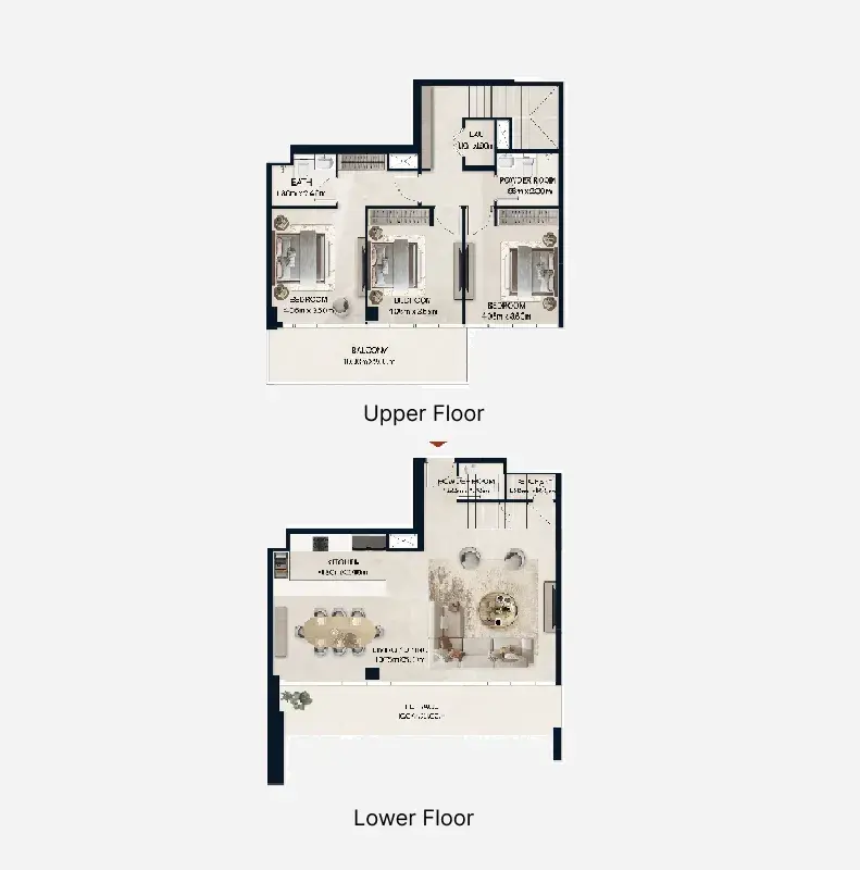 3 Bedrooms duplex - Norah Residence floor plan