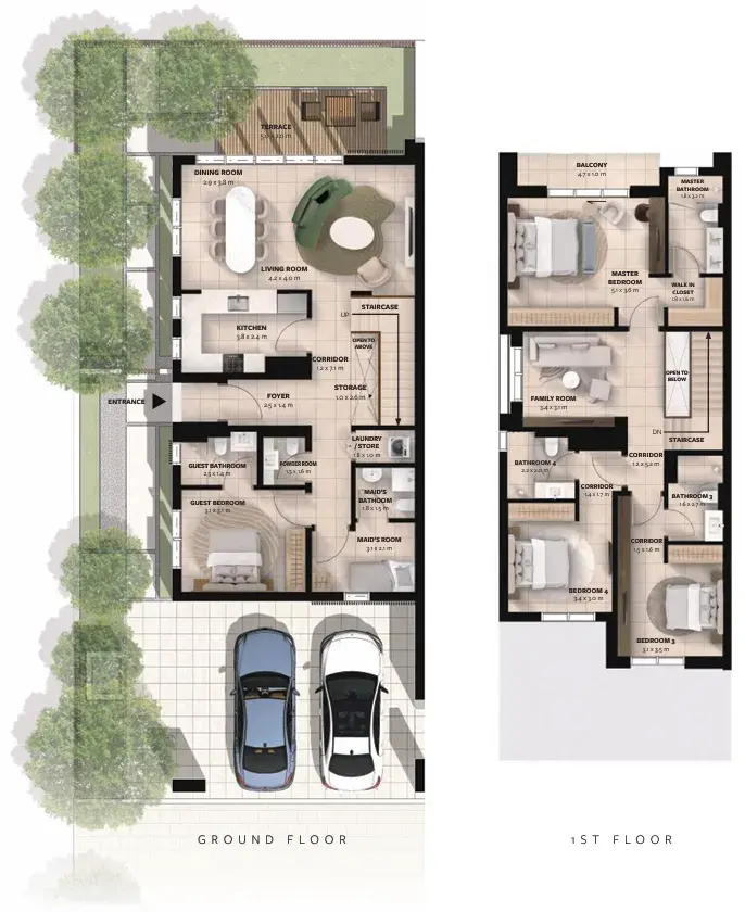 4 Bedrooms townhouse - Waada Dubai South floor plan