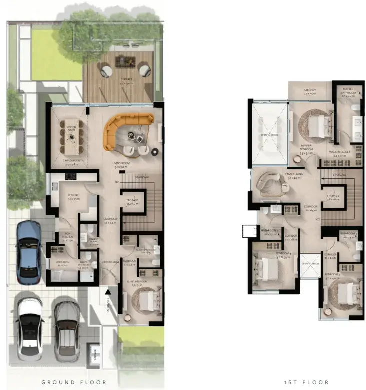 4 Bedrooms villa - Waada Dubai South floor plan