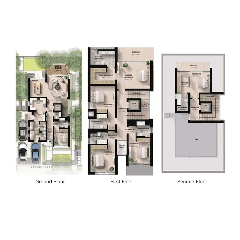 6 Bedrooms villa - Waada Dubai South floor plan