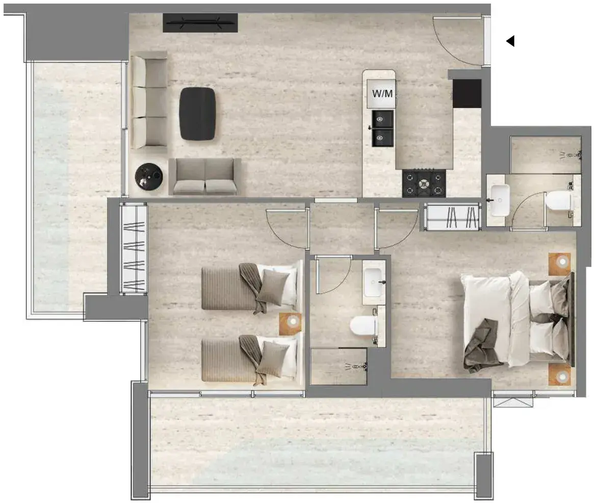 2 Bedrooms apartments - Santorini Residences by Loutraki floor plan