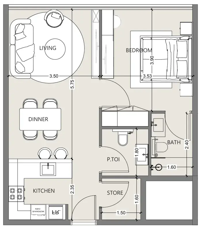 1 Bedroom apartments - Al Haseen Residences 6 floor plan