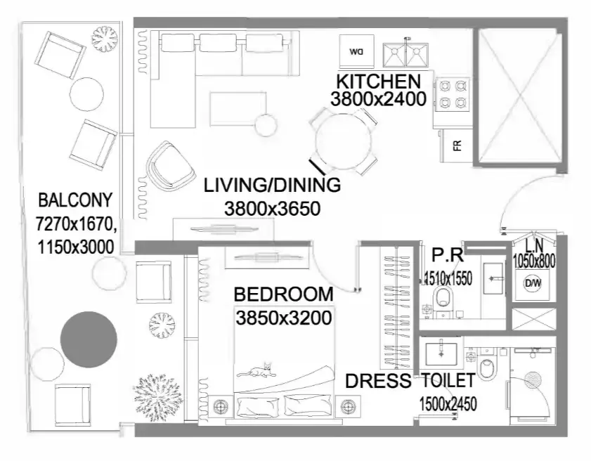 1 Bedroom apartments - The WOW Tower floor plan