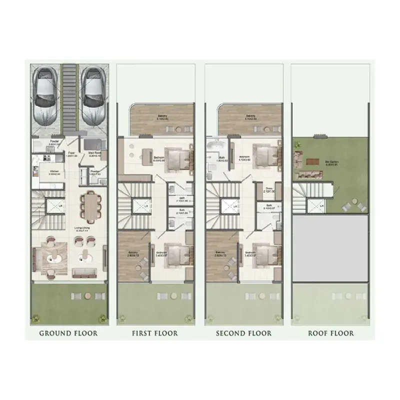 4.5 bedrooms townhouse - Greenz floor plan