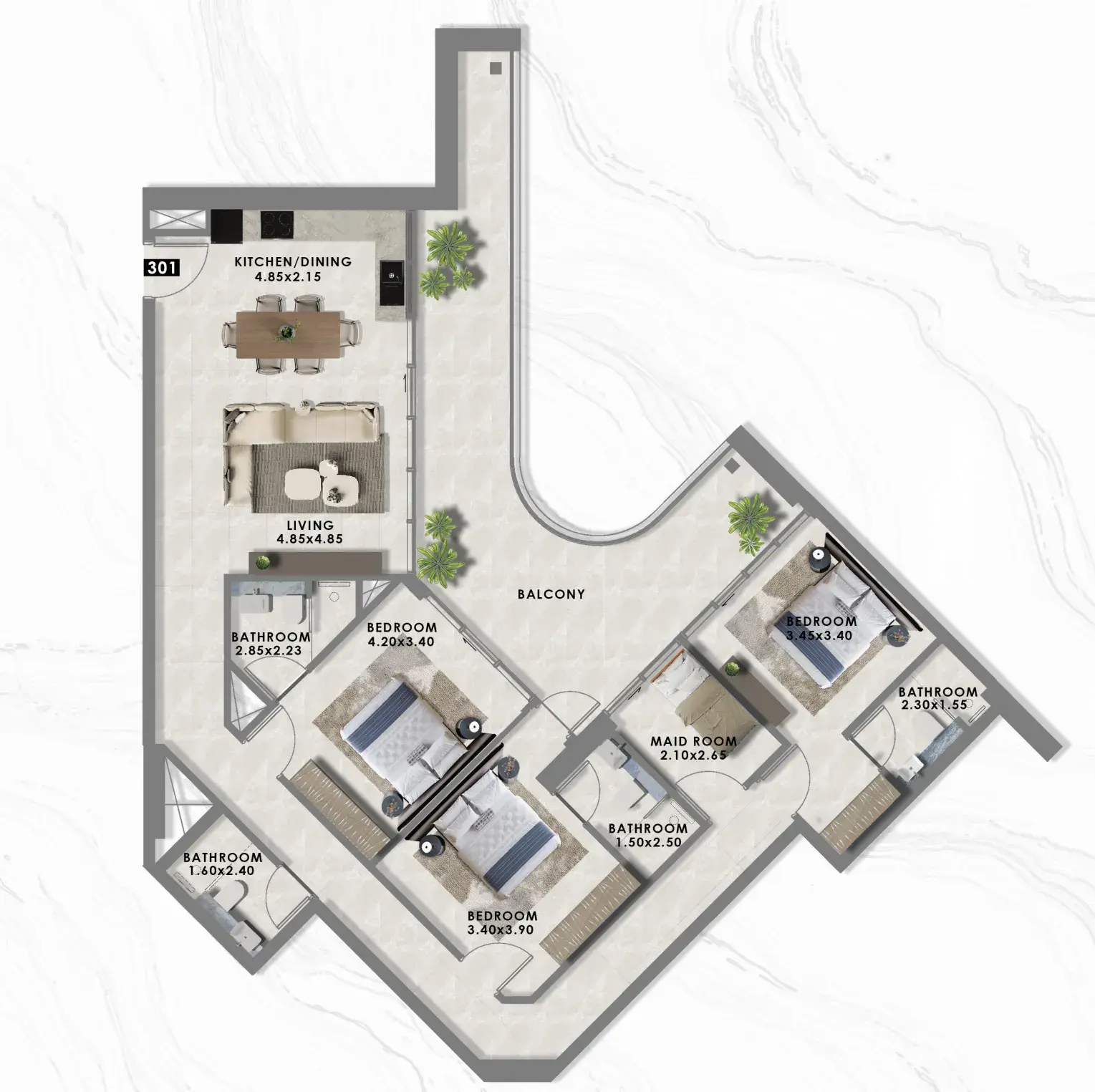 3.5 bedrooms apartments - Floarea Lakes floor plan