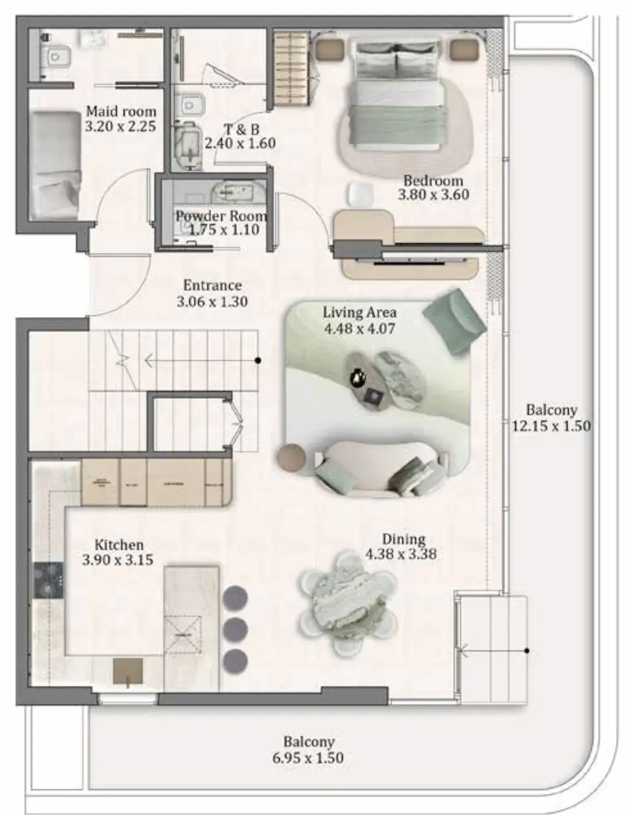 3 Bedrooms townhouse - Flow Residences floor plan