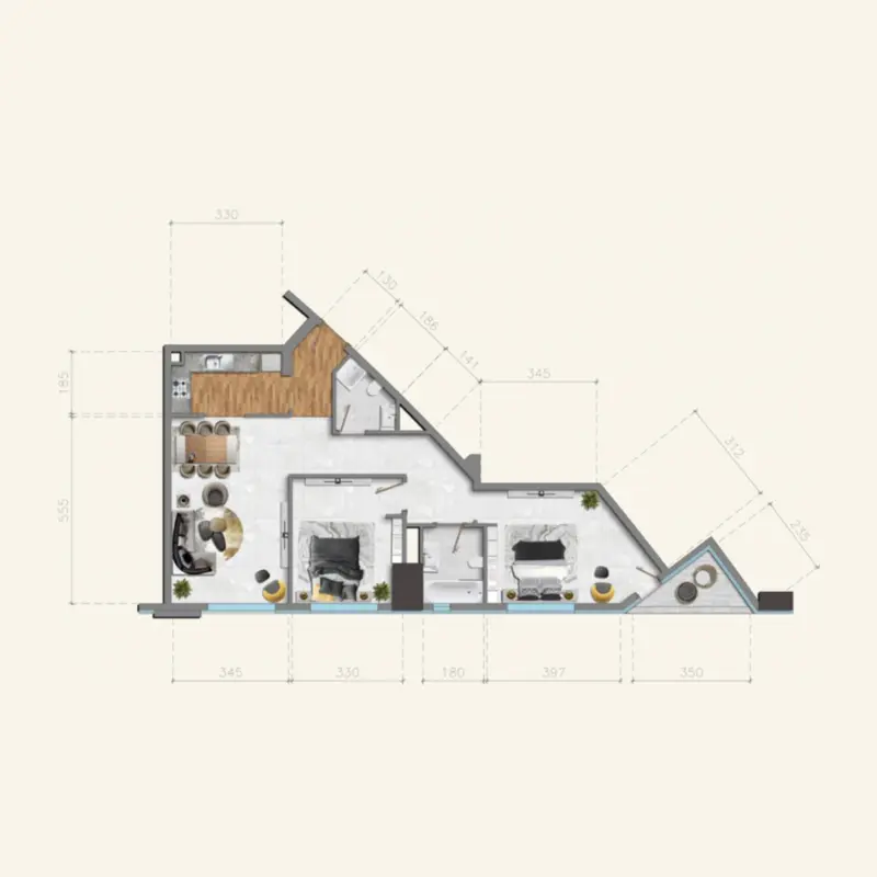 2 bedroom floor plan