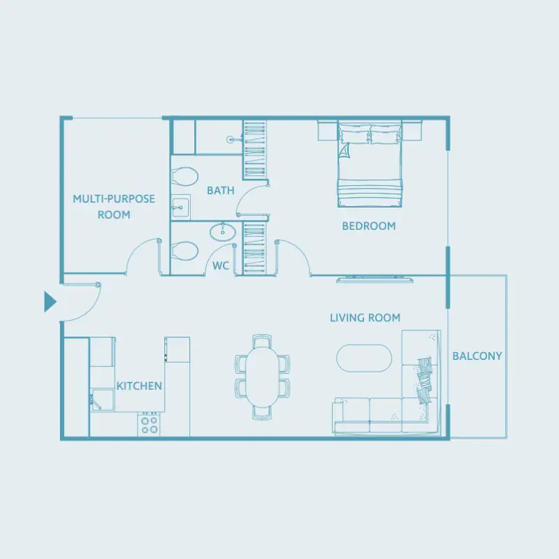 1 bedroom floor plan