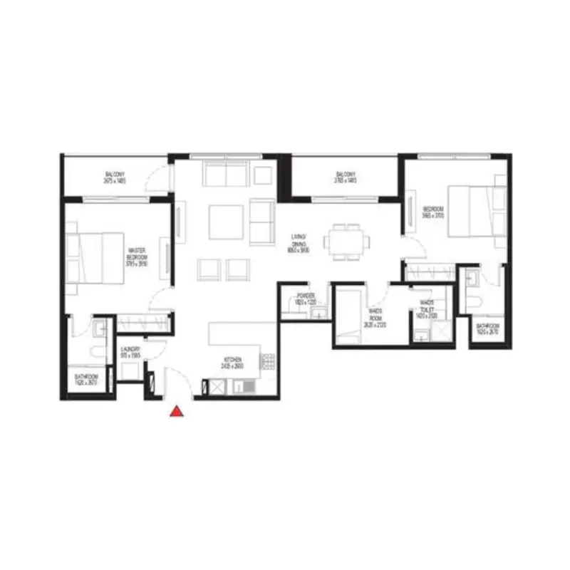 2 bedroom floor plan