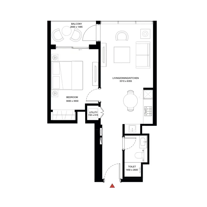1 bedroom floor plan