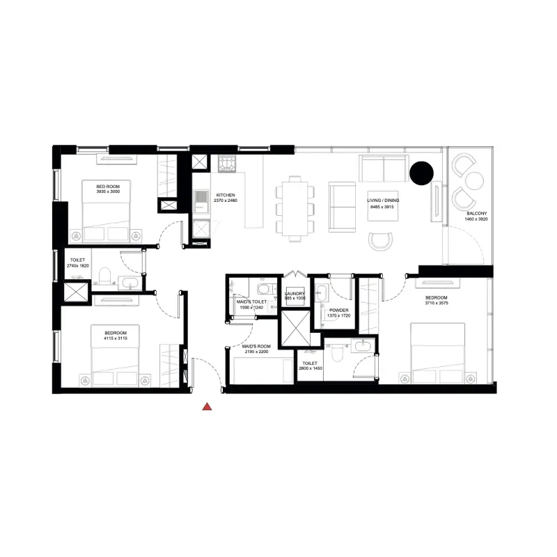 3 bedroom floor plan