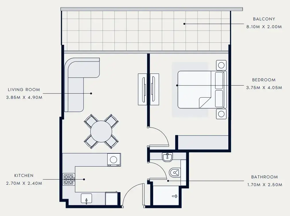 1 Bedroom apartments - Riviera Azure floor plan