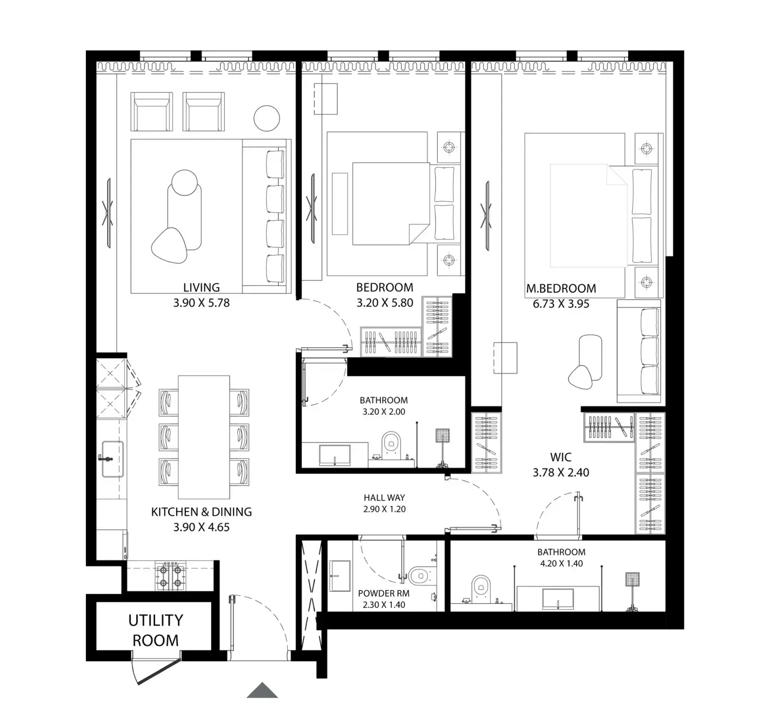 2 Bedrooms apartments - MAG 330 floor plan