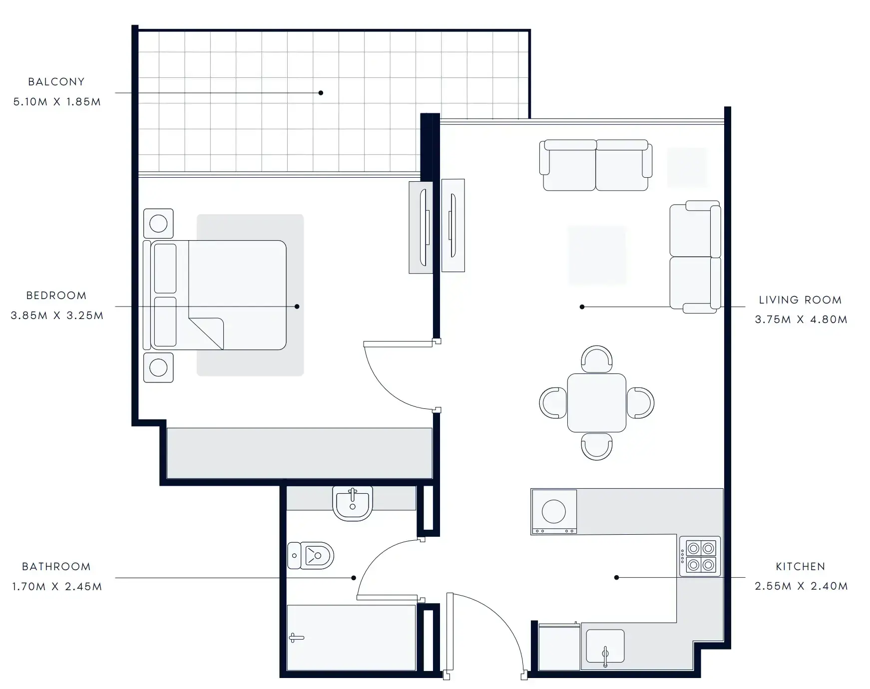 1 Bedroom apartments - Riviera Beach Front floor plan