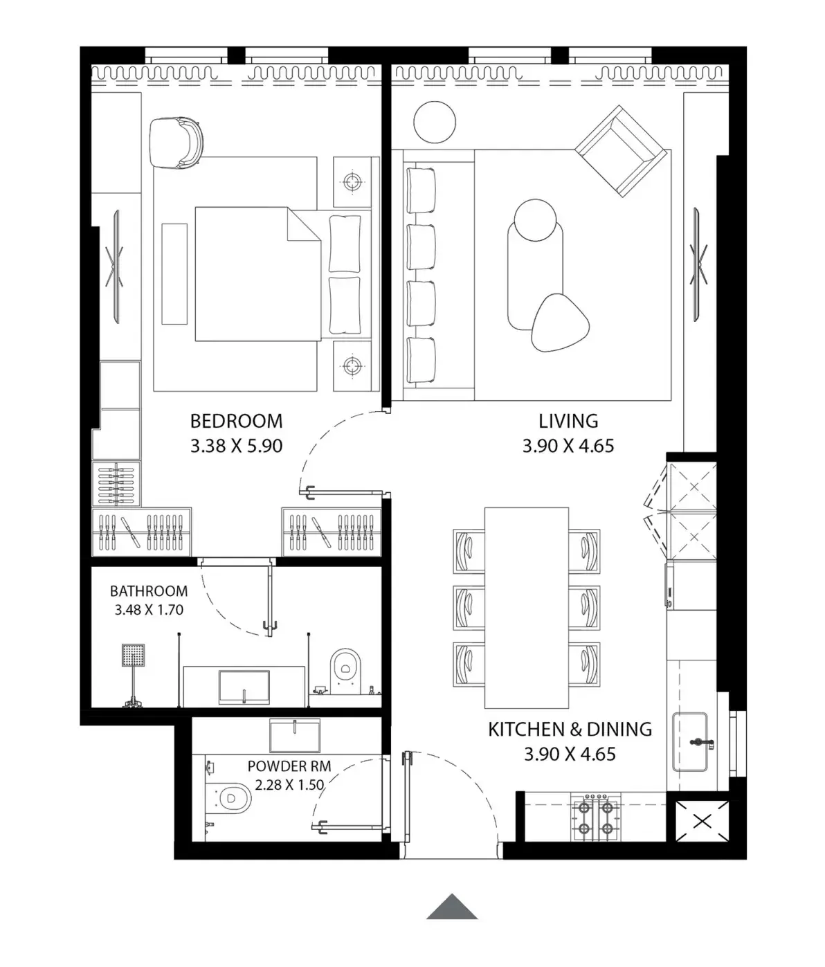 1 Bedroom apartments - MAG 330 floor plan