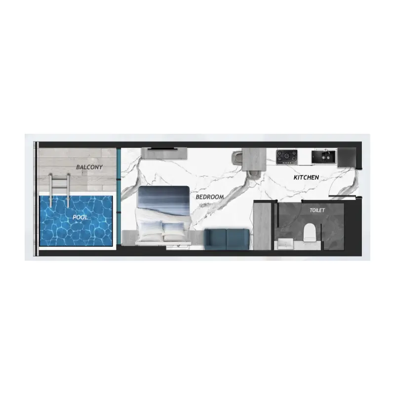 Studio + Pool floor plan