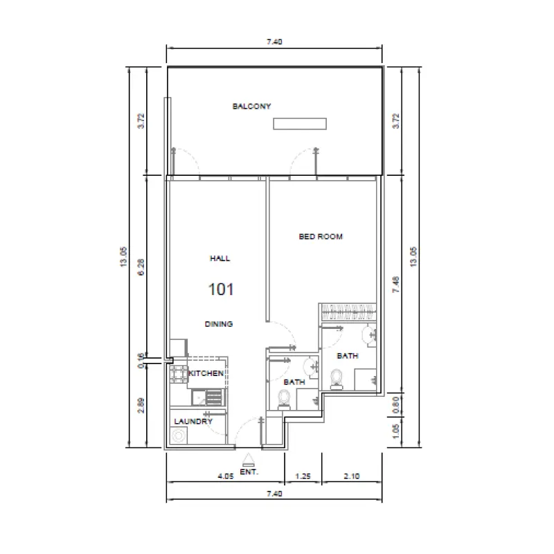 1 bedroom floor plan