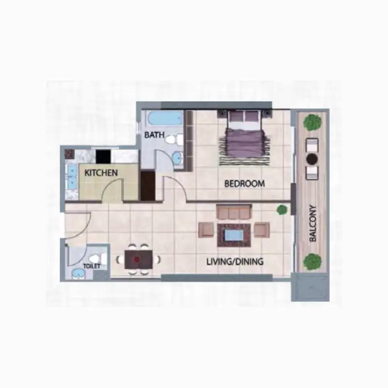 1 bedroom floor plan
