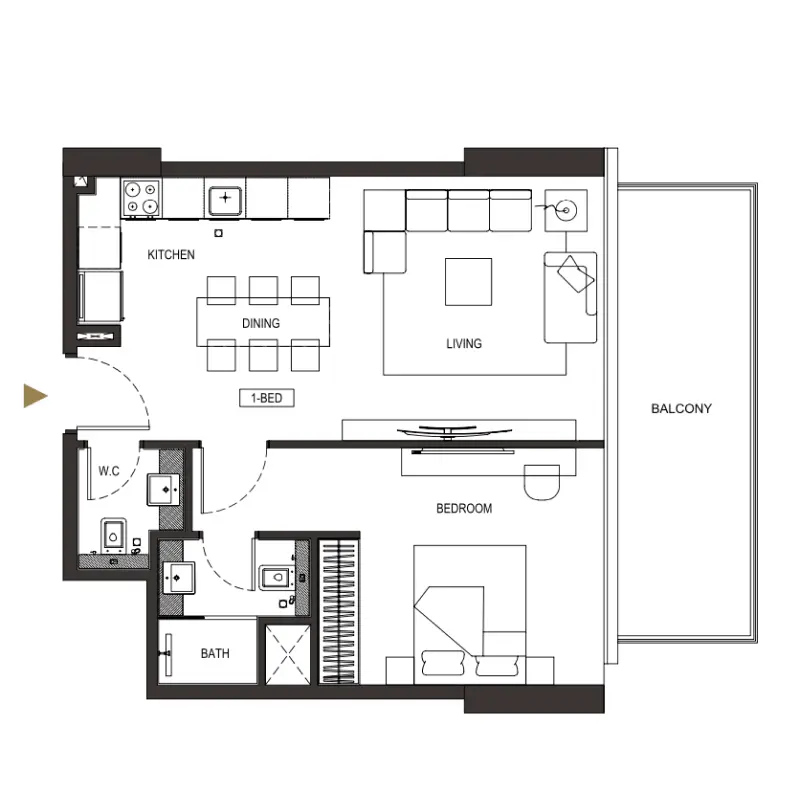 1 bedroom floor plan